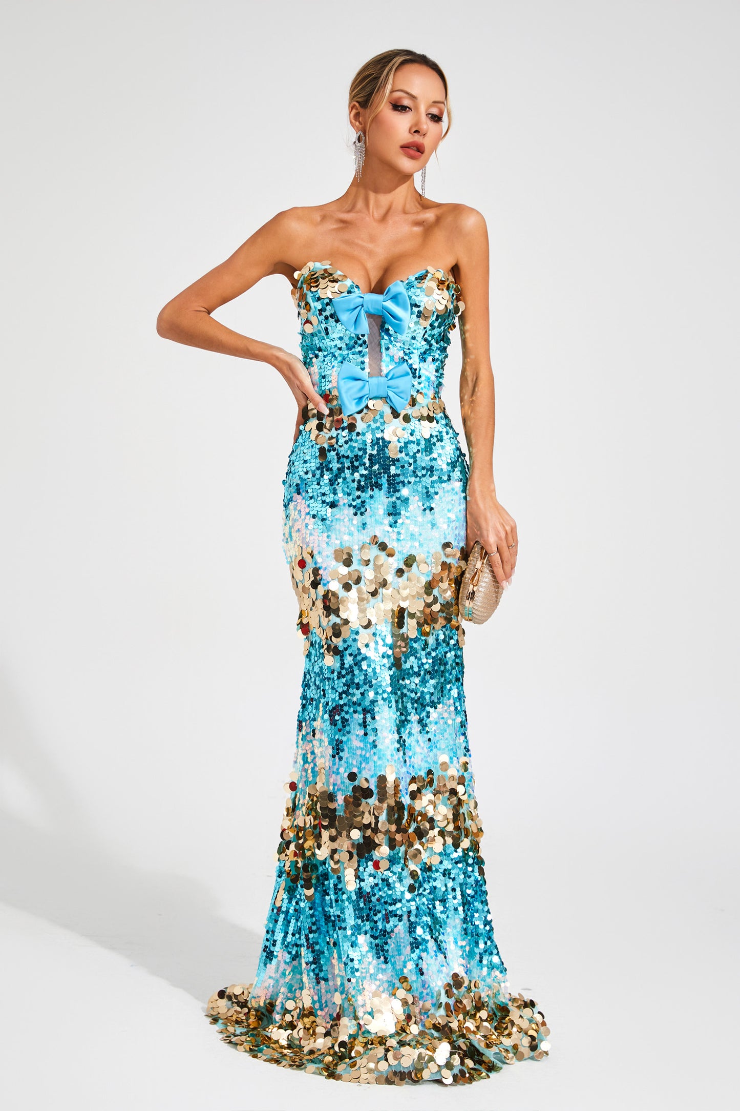 Goldsmith Blue Sequins Bandage Dress