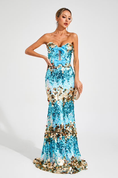 Goldsmith Blue Sequins Bandage Dress