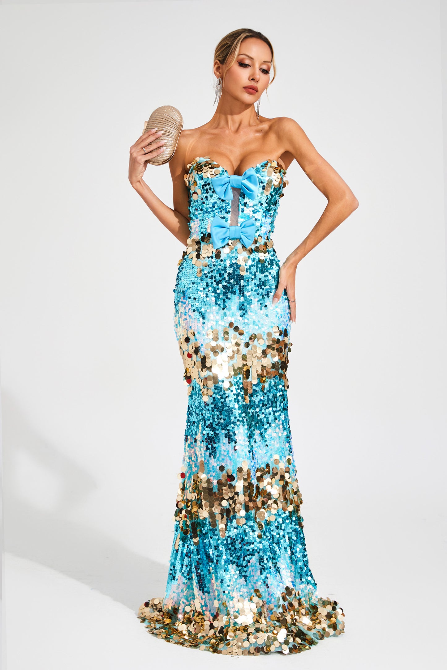 Goldsmith Blue Sequins Bandage Dress