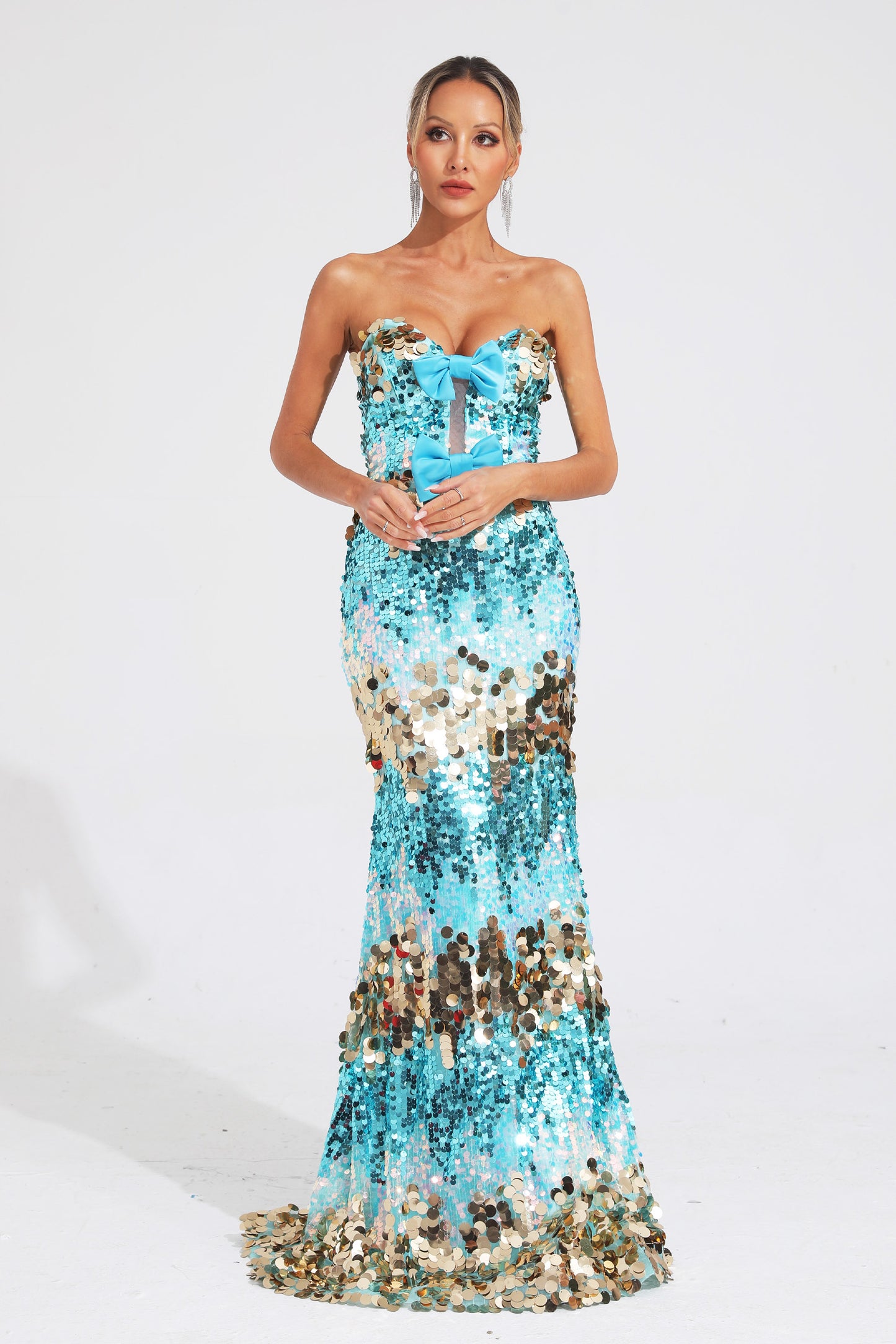 Goldsmith Blue Sequins Bandage Dress