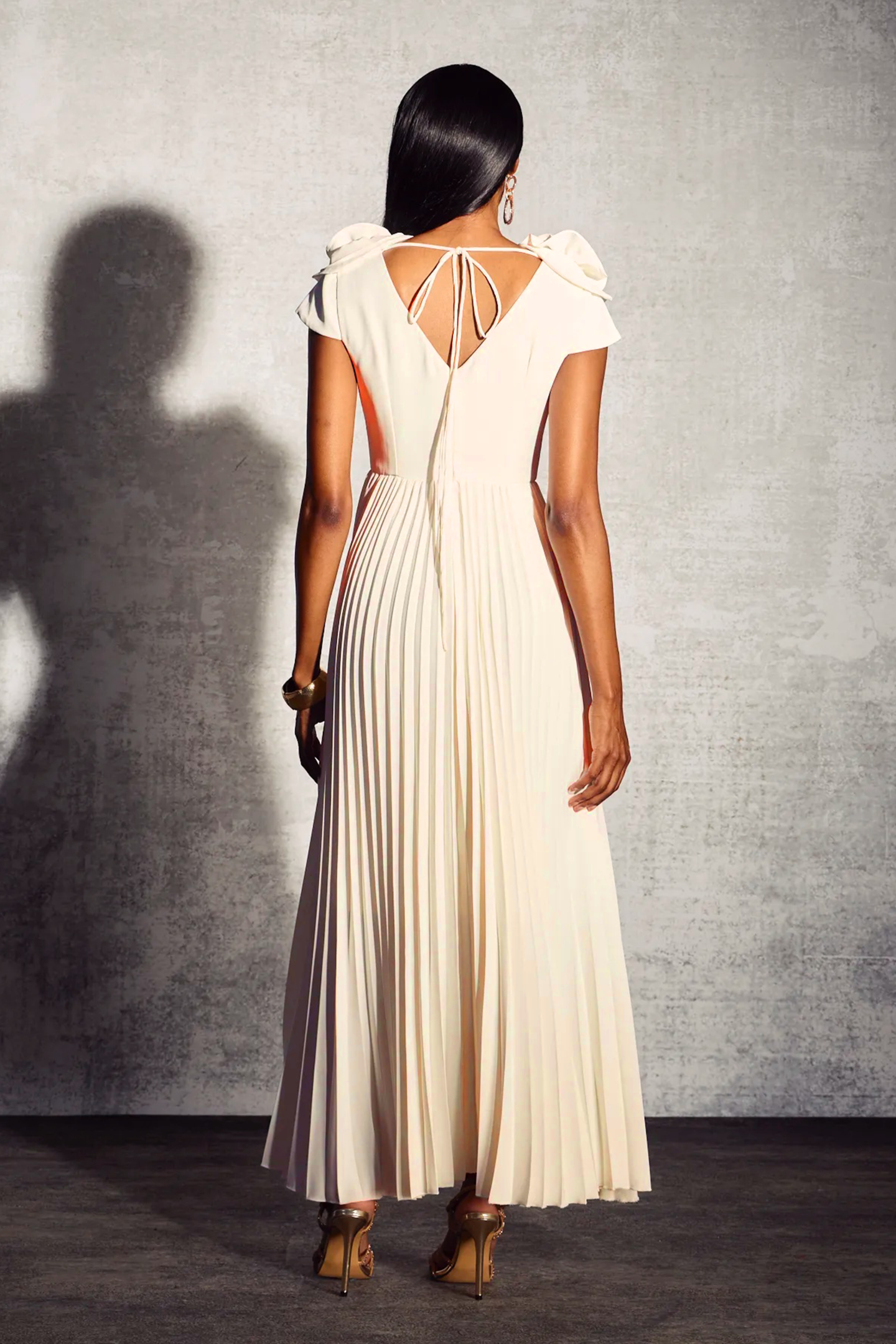 Grace V-neck Floral Pleated Maxi Dress