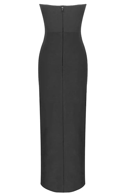 Gracie Black High Slit Maxi Dress