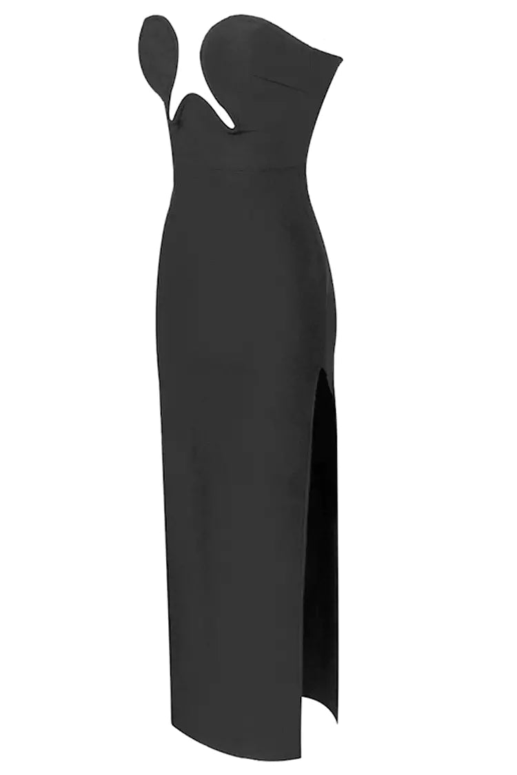 Gracie Black High Slit Maxi Dress