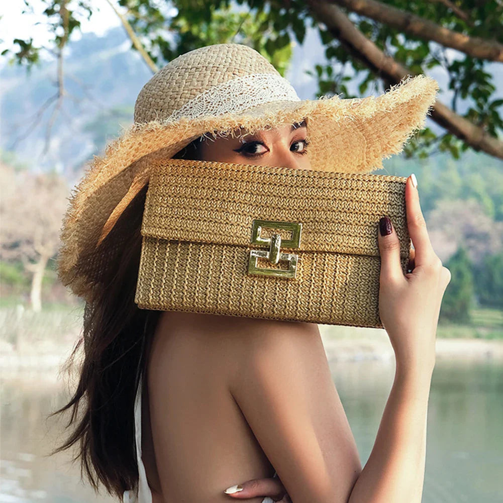 Grass Woven Bohemian Style Evening Wristlet