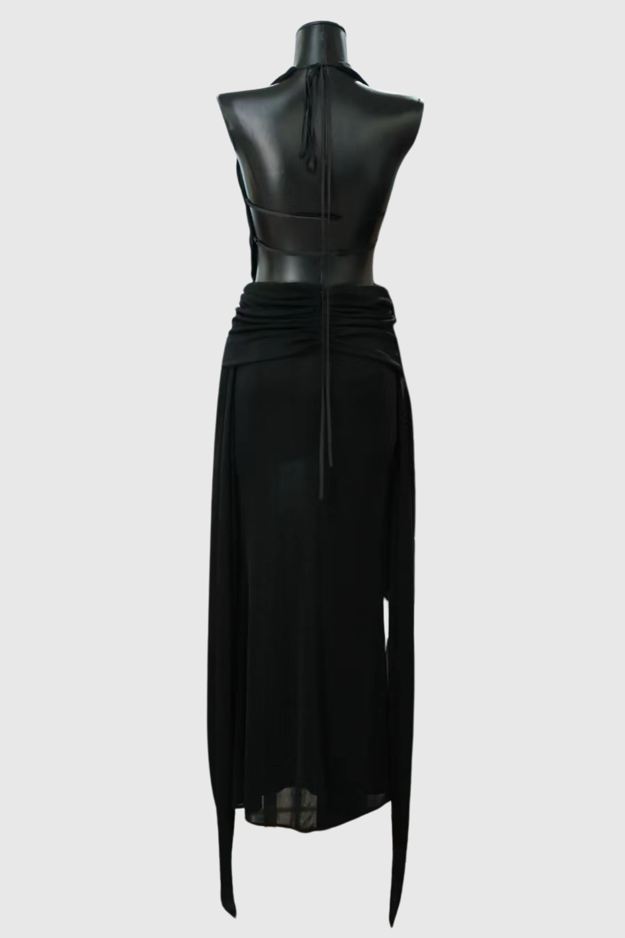 Grisha Halter Draped Backless Maxi Dress - Black