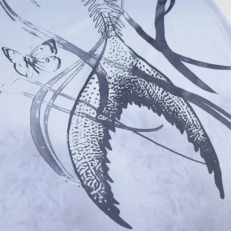 Mermaid Skeleton Butterfly Print Spaghetti Strap Bodycon Maxi Dress