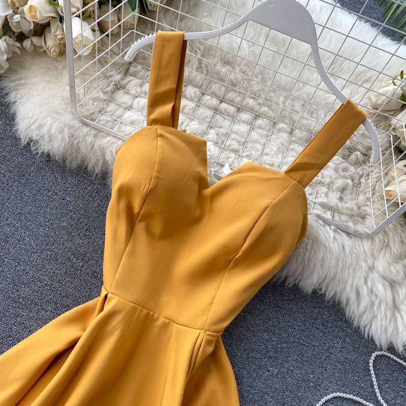 | Yellow Sleeveless Cocktail Dress