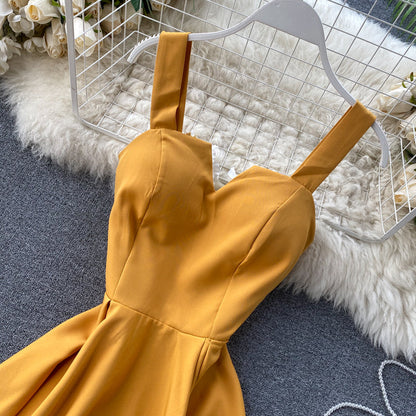 | Yellow Sleeveless Cocktail Dress