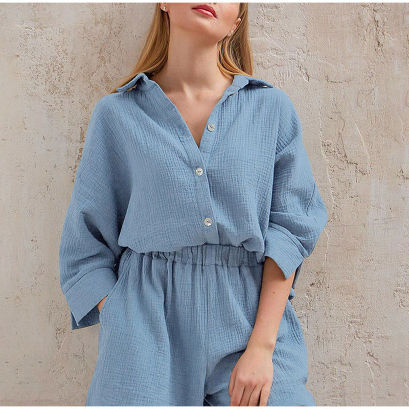 Women's White Linen Two-Piece Summer Set – Lightweight Shirt & Relaxed Pants