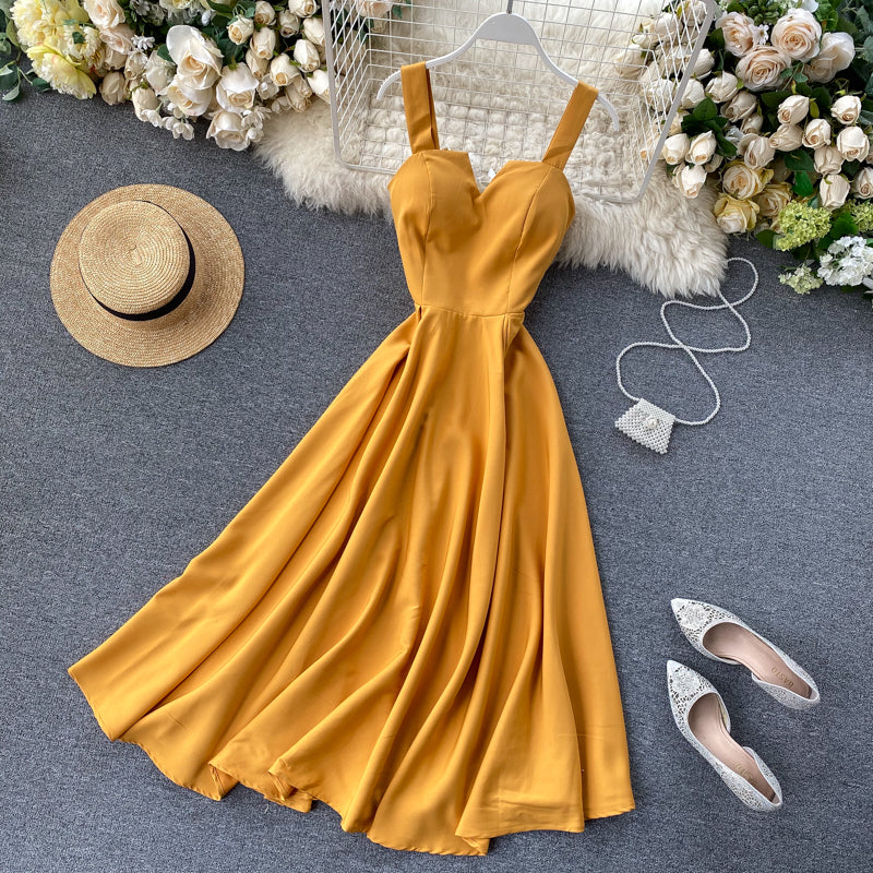 | Yellow Sleeveless Cocktail Dress