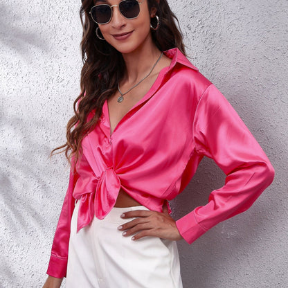 | Women’s Loose Fit Satin Blouses