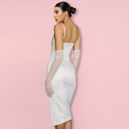 Strappy Sleeveless Slit Midi Bodycon Dress HI1267