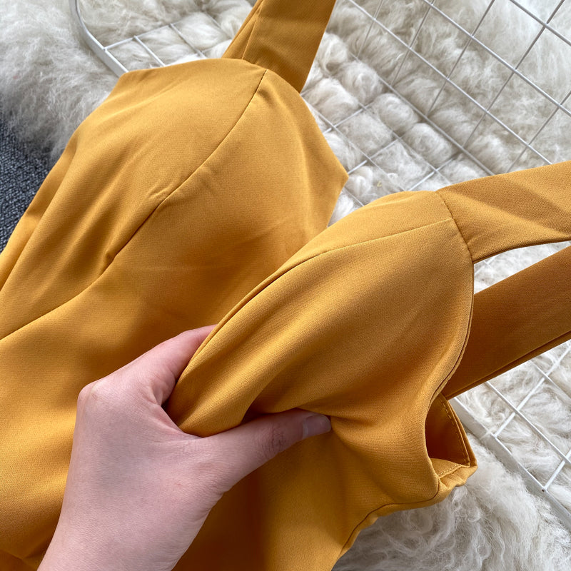| Yellow Sleeveless Cocktail Dress
