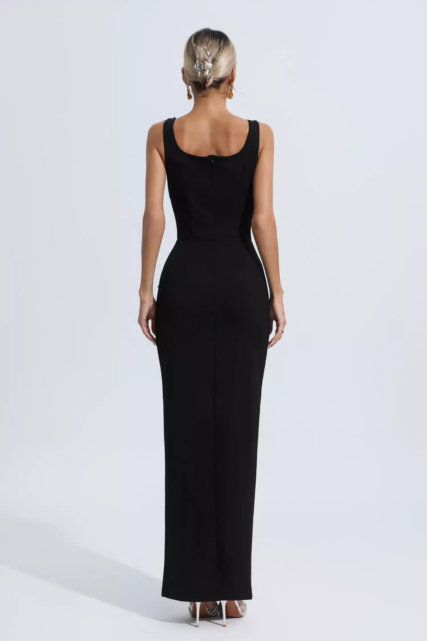 Hadlee Black Embellished Diamond Maxi Dress