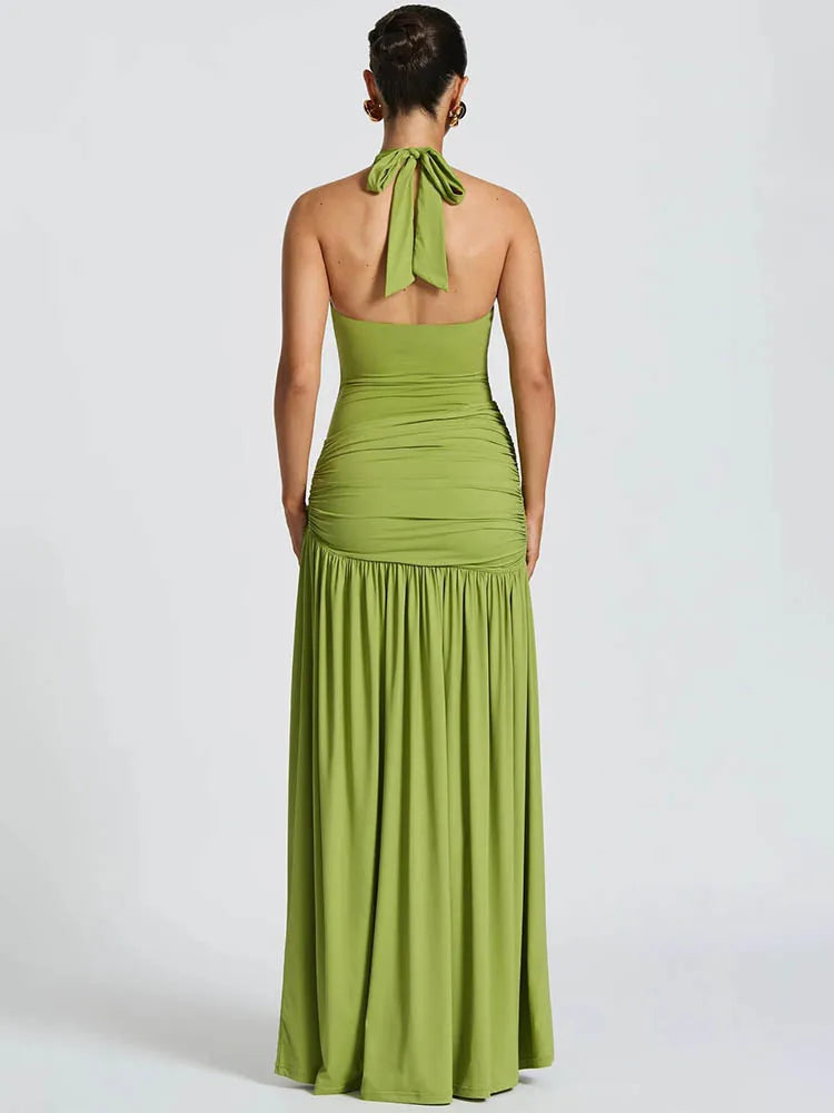 Halter Bodysuit & Maxi Skirt Two Piece Set