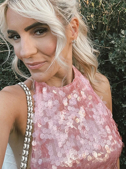 Beaded Sequin Glitter Mini Dress