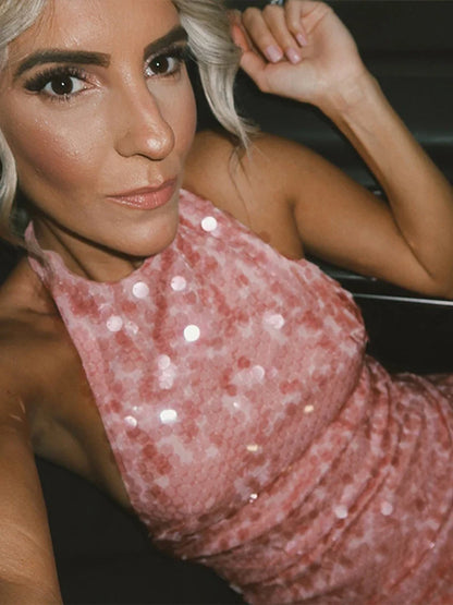 Beaded Sequin Glitter Mini Dress