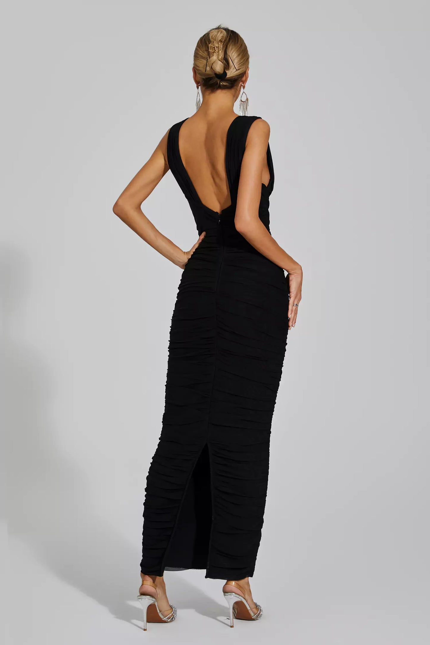 Hana Black V-neck Bandage Dress