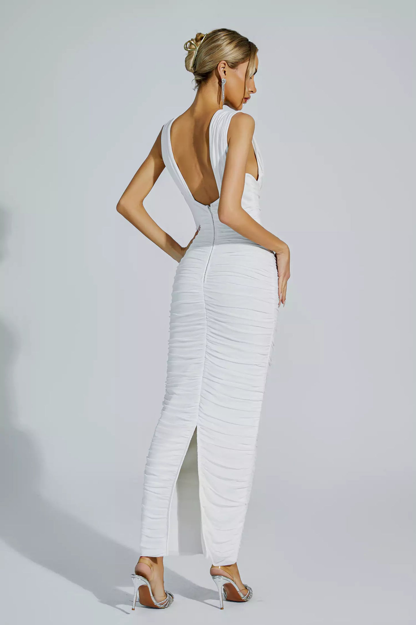 Hana White V-neck Bandage Dress