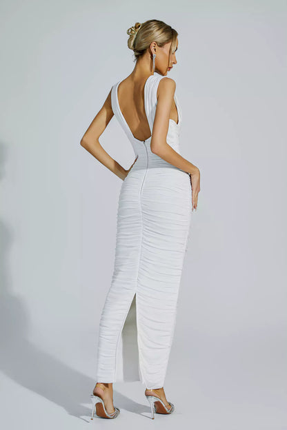 Hana White V-neck Bandage Dress