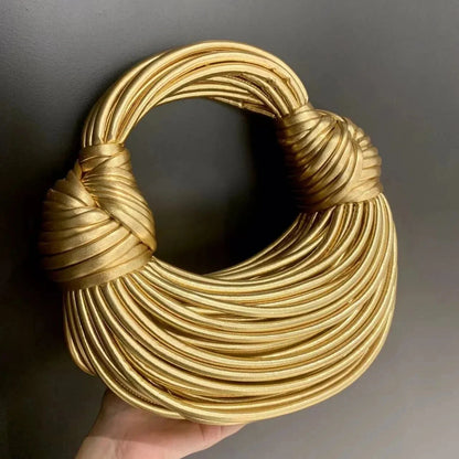 Handwoven Noodle Gold Evening Clutch Handbag