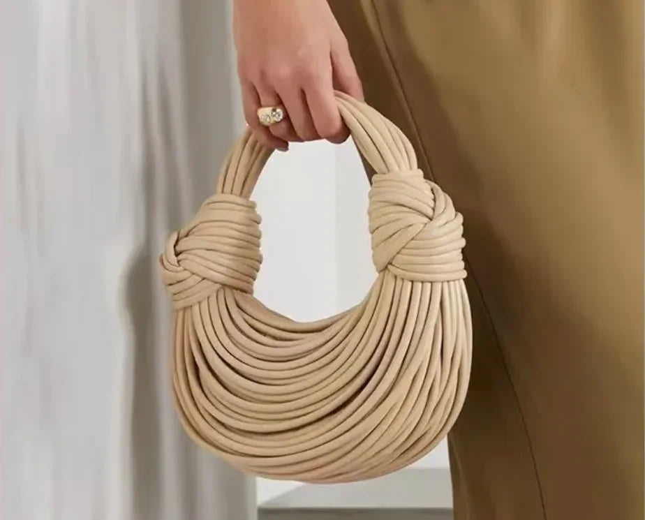 Handwoven Noodle Gold Evening Clutch Handbag