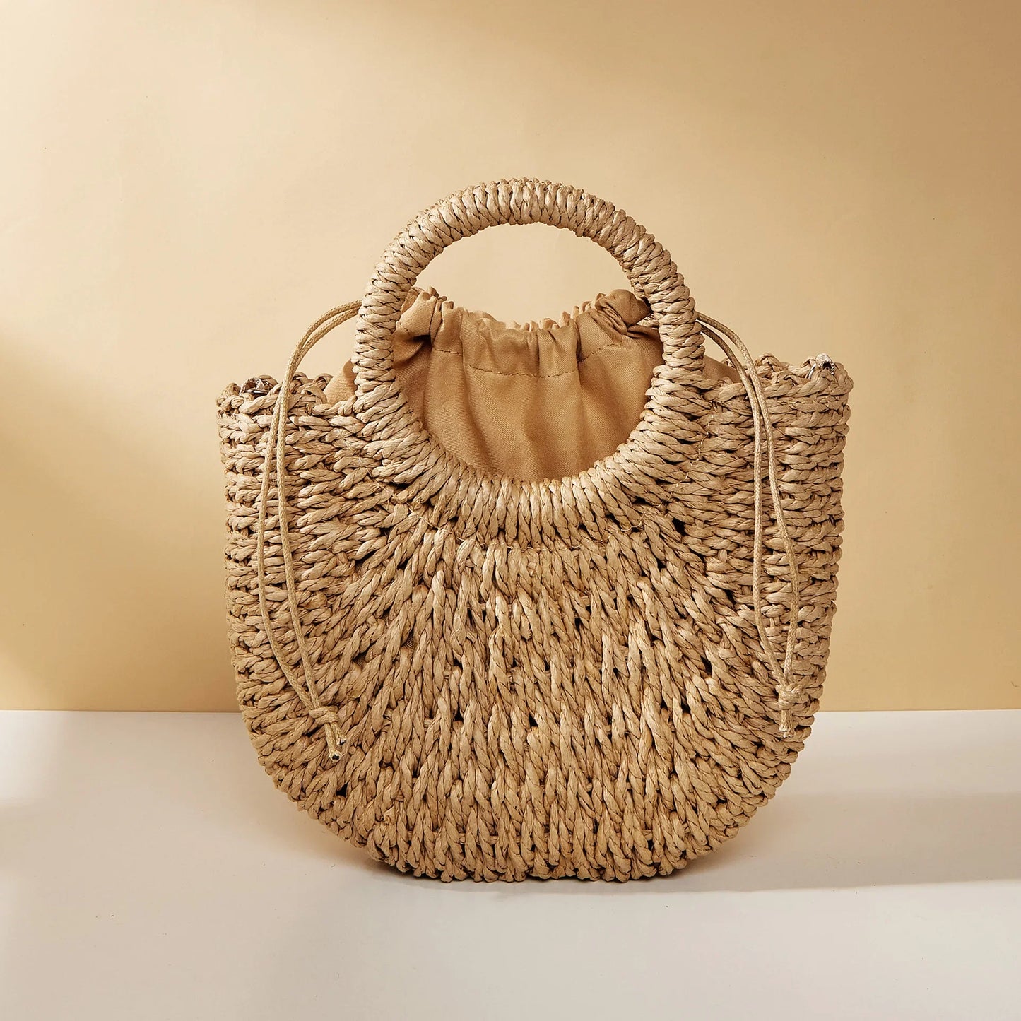 Handwoven Straw Rattan Beach Crossbody Handbag