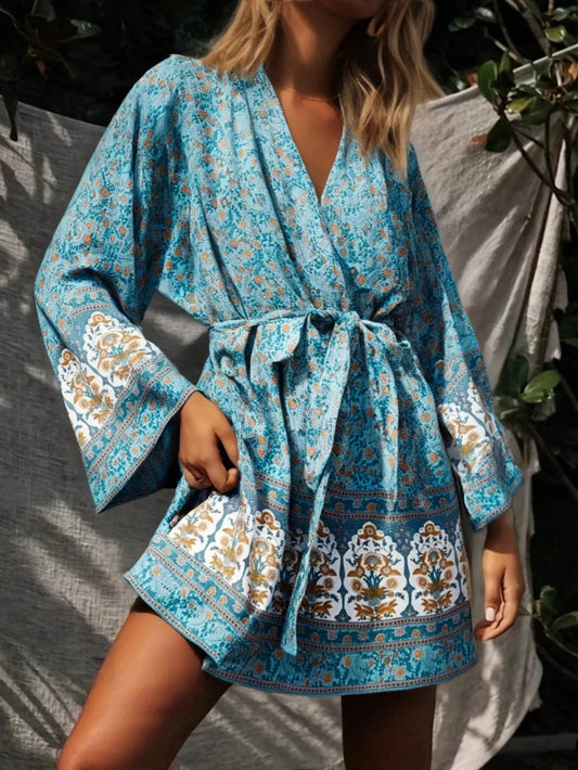 Floral Sashes Boho Kimono Bikini Cover-up