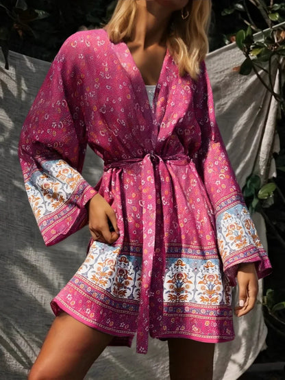 Floral Sashes Boho Kimono Bikini Cover-up