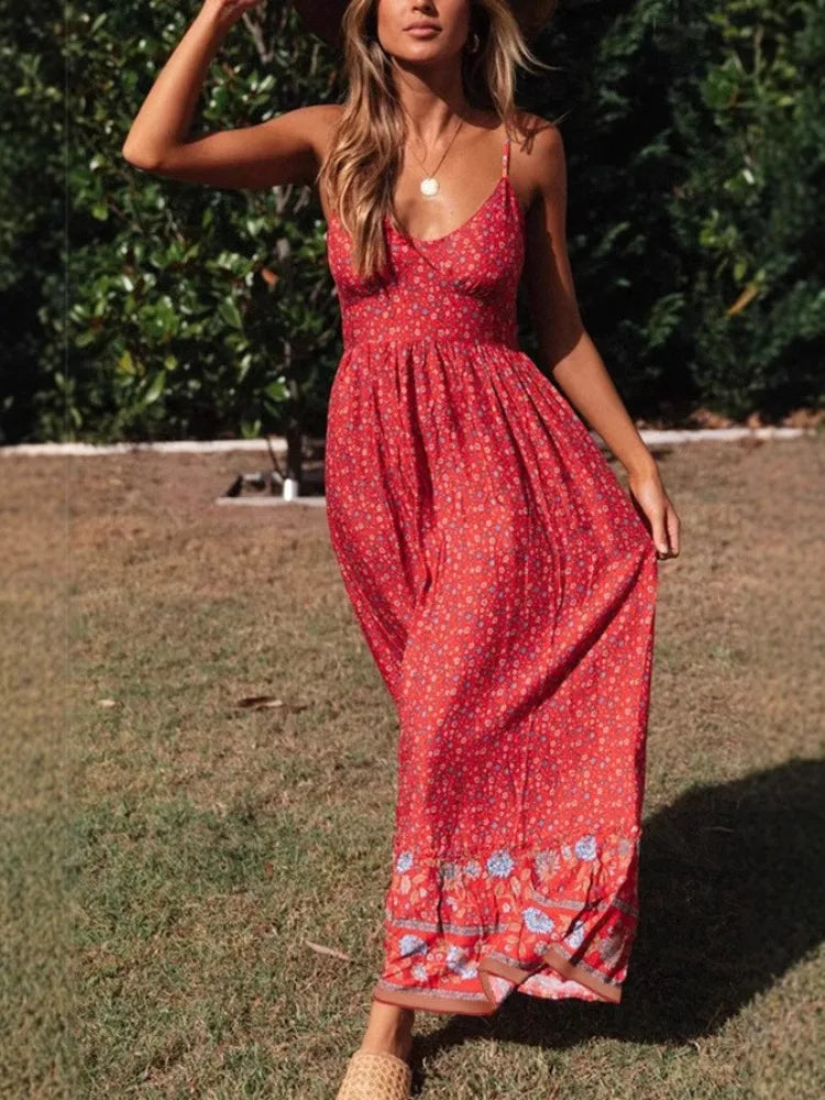 Strapless Vacation Summer Maxi Beach Boho Dress