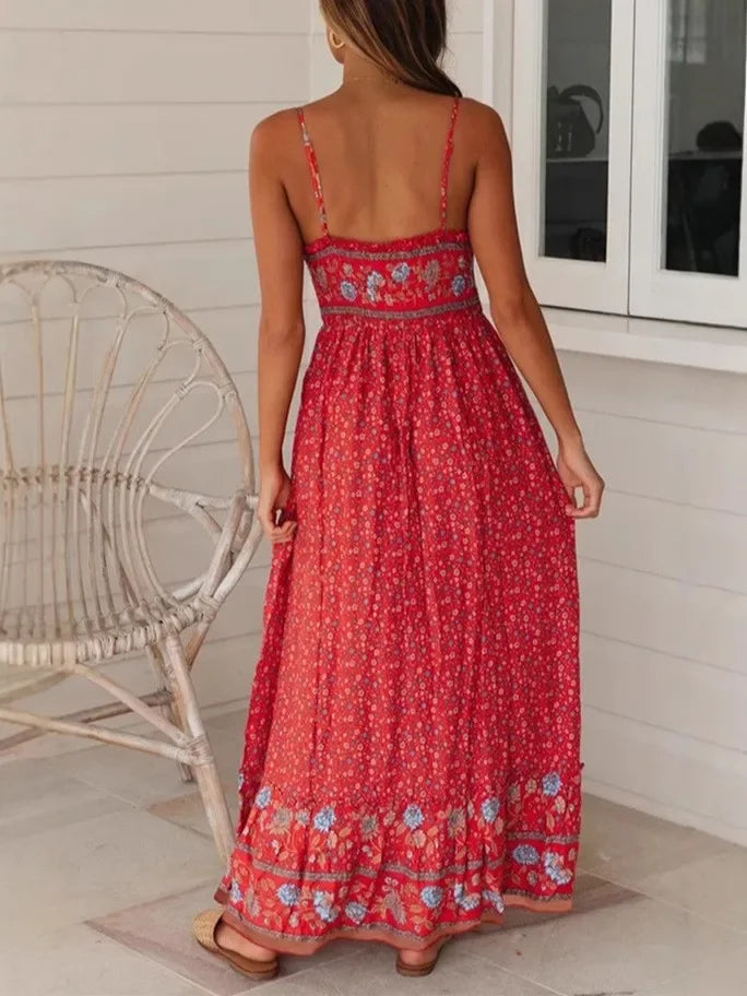Strapless Vacation Summer Maxi Beach Boho Dress