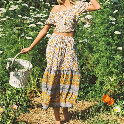 Floral Print Ethnic Beach Boho Rayon Skirt