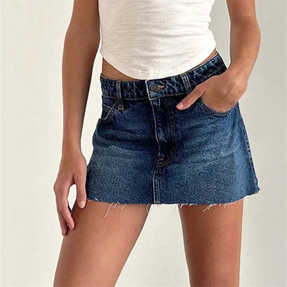 Raw Edge Gradient Denim Skirt
