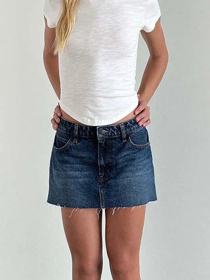 Raw Edge Gradient Denim Skirt