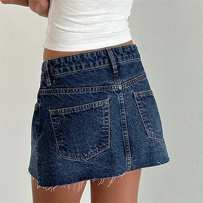 Raw Edge Gradient Denim Skirt