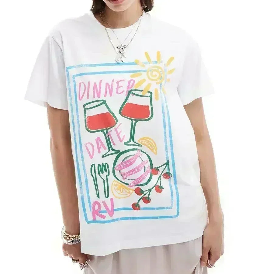 Harajuku Popular Flowers Graphic T-shirt