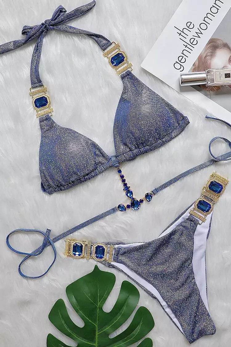 Harley Blue Crystal Bikini