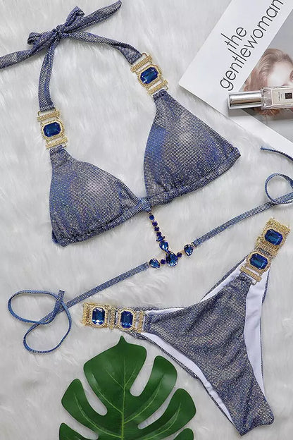 Harley Blue Crystal Bikini