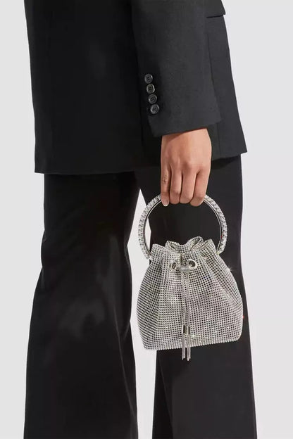 Harlow Silver Crystal Embellished Bucket Bag