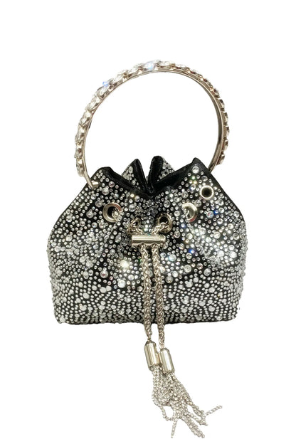 Harlow Black Crystal Embellished Bucket Bag