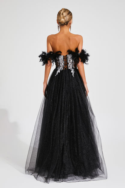 Harrison Black Embellished Mesh Dress