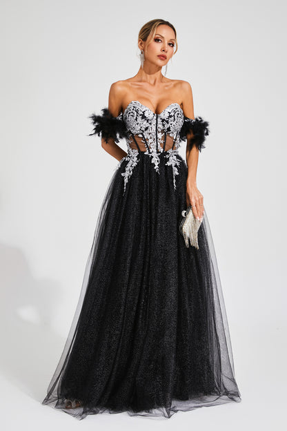 Harrison Black Embellished Mesh Dress