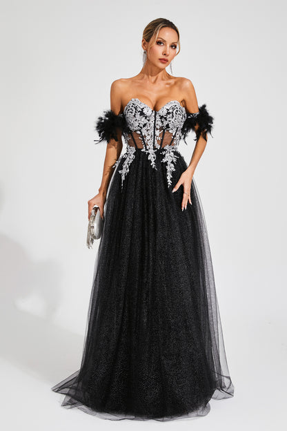 Harrison Black Embellished Mesh Dress