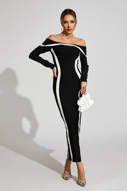 Harrod Black Off Shoulder Bandage Dress