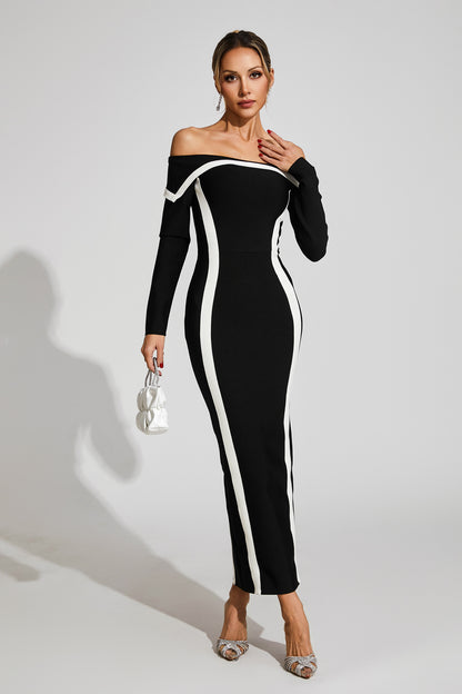 Harrod Black Off Shoulder Bandage Dress