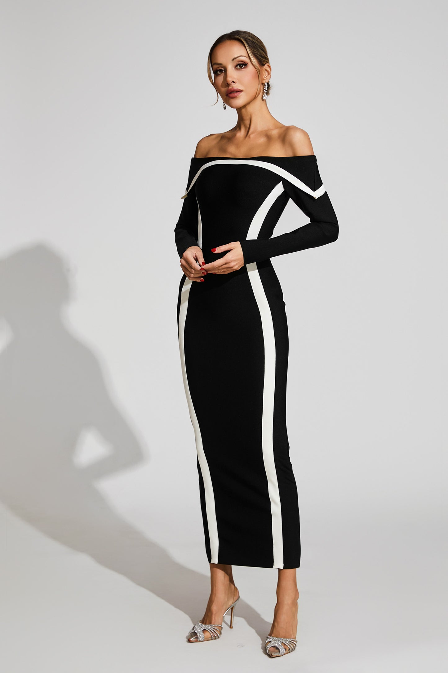 Harrod Black Off Shoulder Bandage Dress
