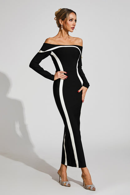 Harrod Black Off Shoulder Bandage Dress