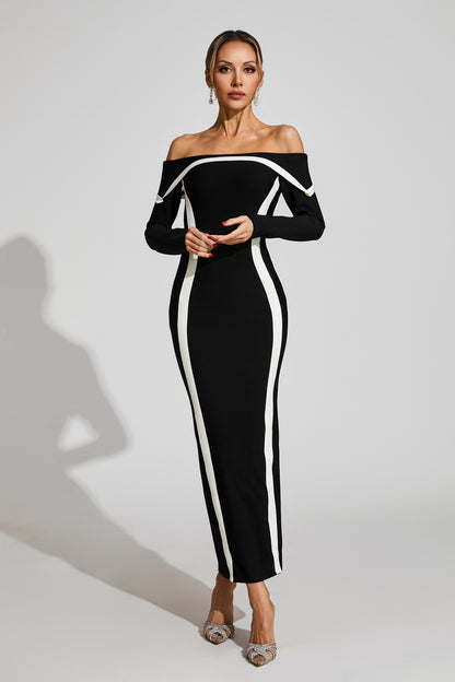 Harrod Black Off Shoulder Bandage Dress