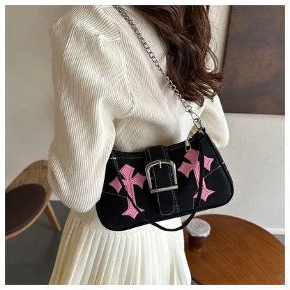 Hasp Metal Buckle Canvas Shoulder Bag