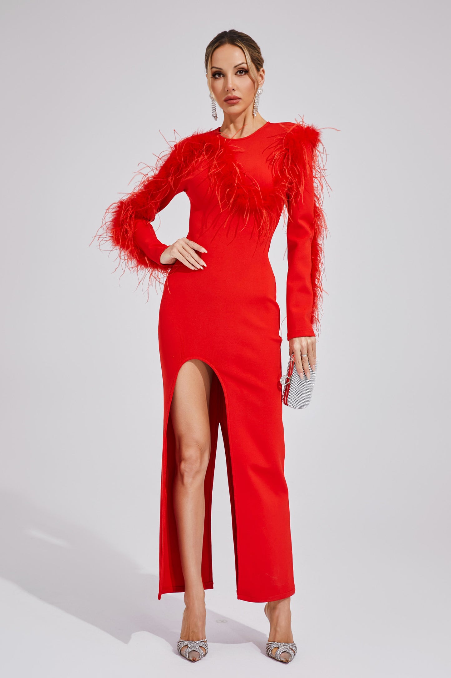 Hawthorne Red Slit Bandage Dress